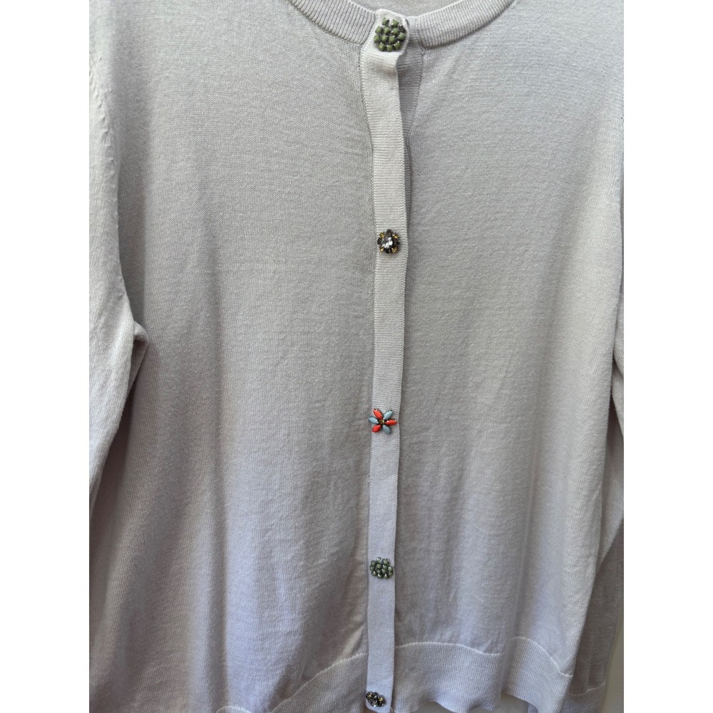 Cottagecore Embellished Jeweled Floral Button Cardigan Sz L Grandmacore Cotton